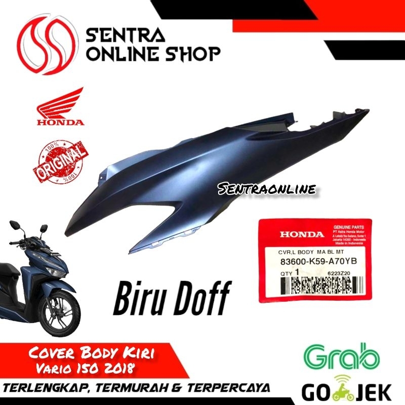 Cover L body bodi vario 150 2018 kiri biru doff dop original hgp 83600k59a70yb