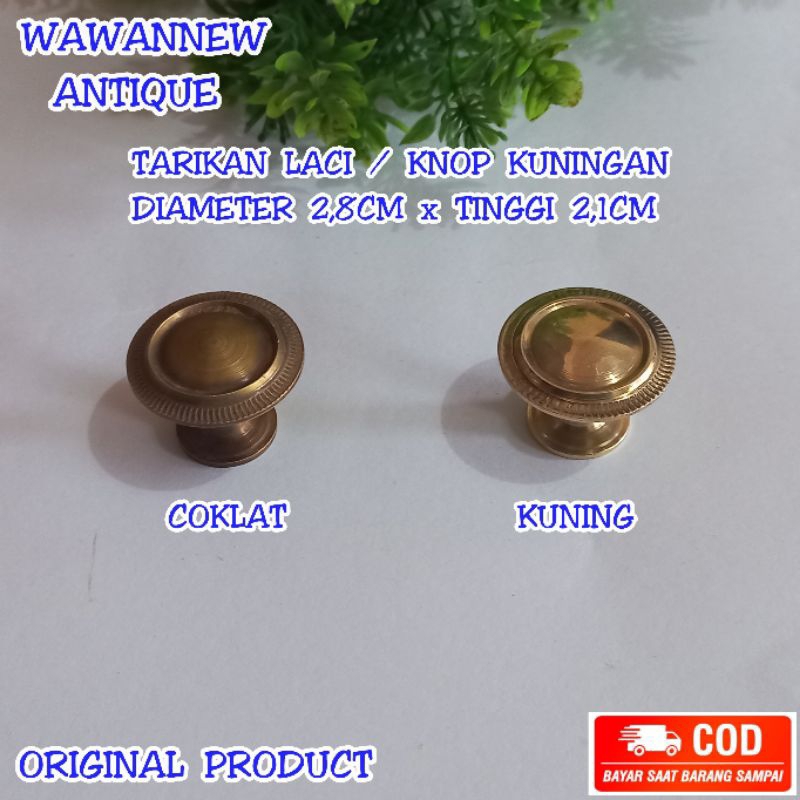 Handle / Tarikan Laci Lemari Jendela Pintu Rumah Antik / Knop Kuningan 2,8cm