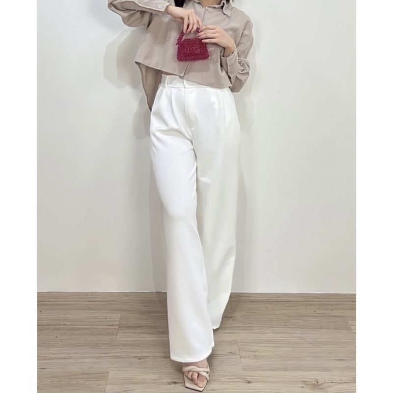 Rozel Pants - Celana Kulot Wanita Loose Pants Trousers - Celana Anti Kusut - Celana Kantor Formal / Casual