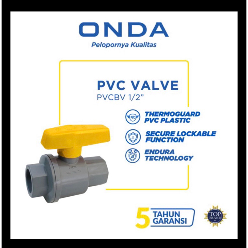 Stopkran ONDA 1/2” . Stop kran pvc onda . Stop kran plastik. BALLVALVE ONDA 1/2” PVCBV pvc
