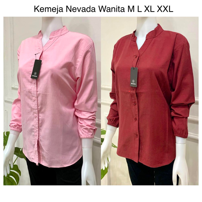 Kemeja Nevada Wanita Kemeja Polos Wanita Lengan Panjang Busui Kemeja Kerja Kantor Wanita Kemeja Wanita Casual Motif Kotak