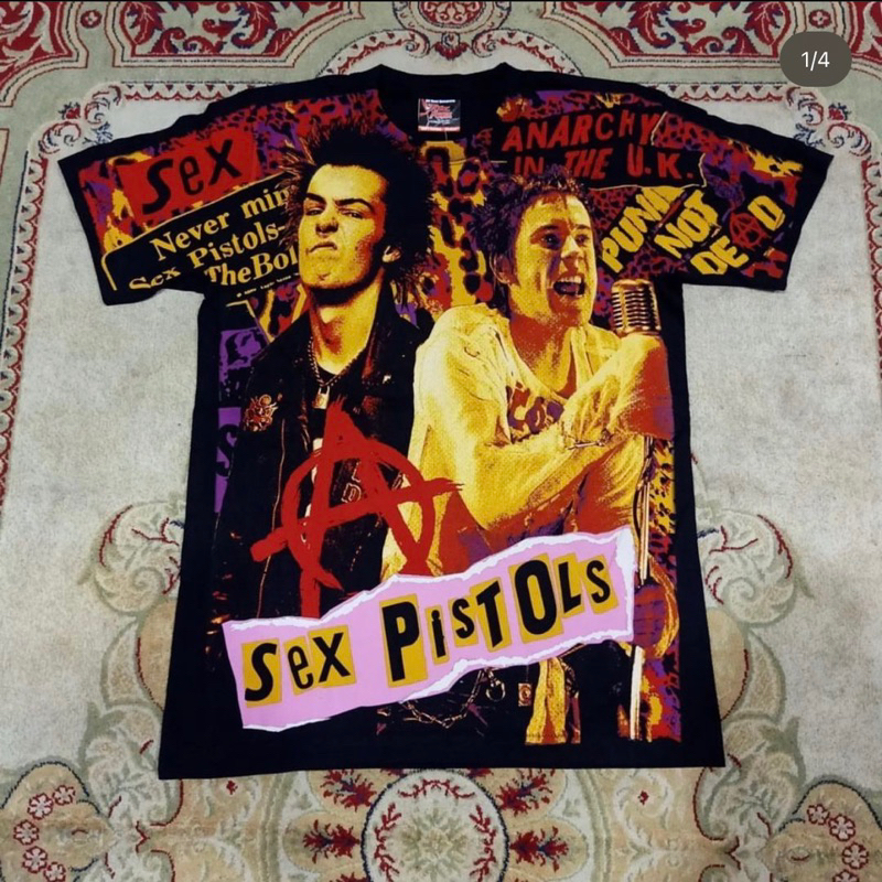SEXPISTOLS KAOS BAND VINTAGE AOP ALL OVER PRINT FULL PRINT BOOTLEG THAILAND