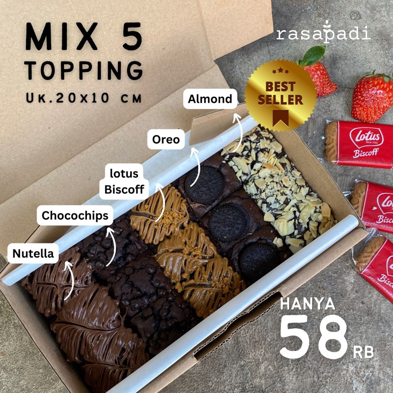 

Fudgy Brownies Premium MIX TOPPING 20x10 cm BACA DESKRIPSI