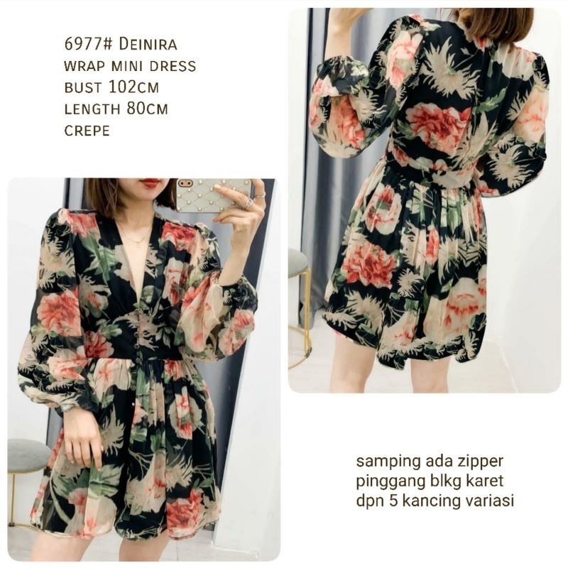 MDLV ~ 6977# Deinira Wrap Mini Dress Flower korea import