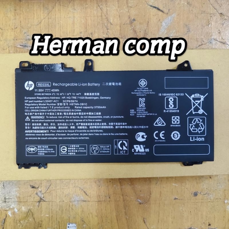 Original Baterai HP ProBook 430 440 445 450 455 G6 G7 RE03XL HSTNN-OB1C