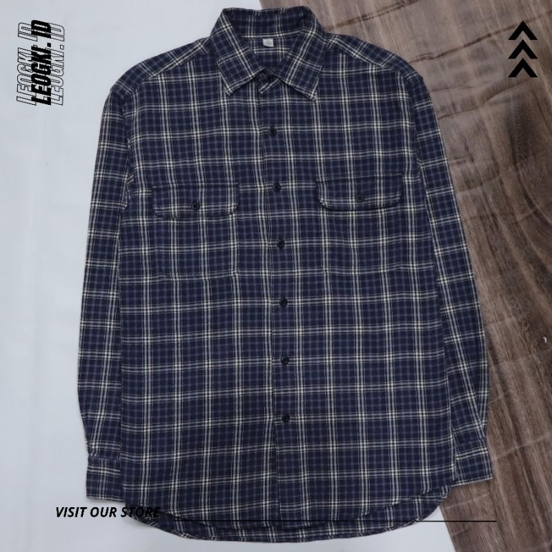 Kemeja Flanel Uniqlo Double Pocket