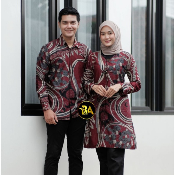 Batik Couple Modern Atasan Blouse Batik Kerja Kantor Wanita Motif Salur