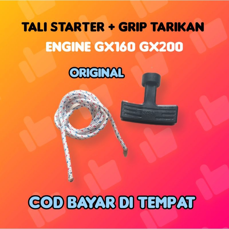 tali tarikan starter + grip (pegangan) stater engine GX160 GX200 original - sparepart mesin penggera