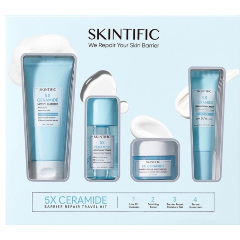 SKINTIFIC - 5X Ceramide Barrier Repair Travel Kit | Niacinamide Brightening Travel Kit | Niacinamide Brightening Set