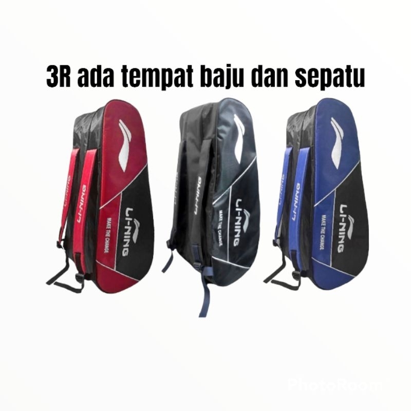 tas ransel raket LI NING raket badminton 3 ruangan