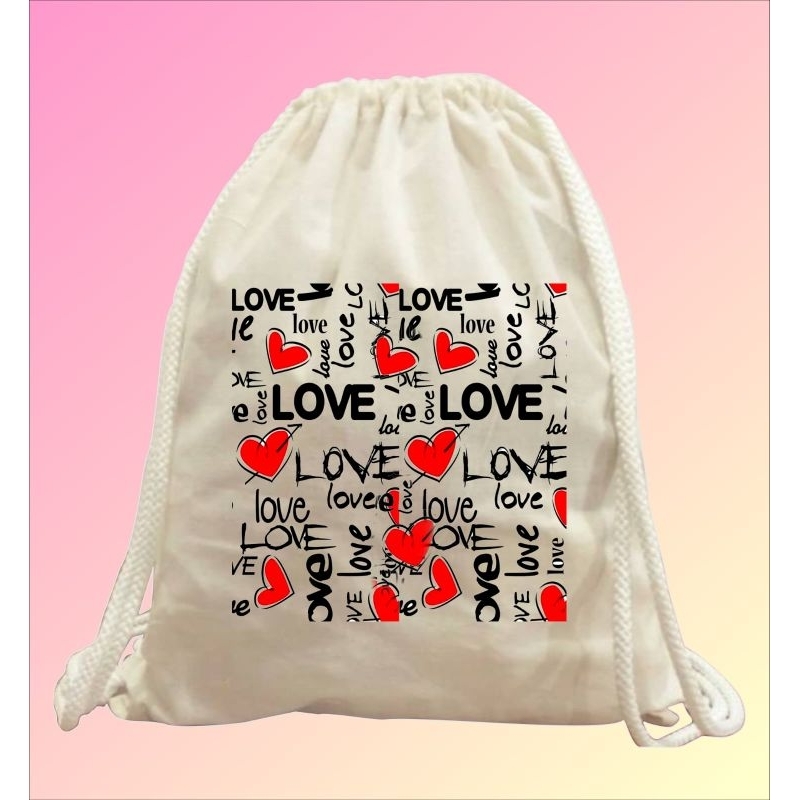 Tas serut Tas string bag broken white edisi valentine