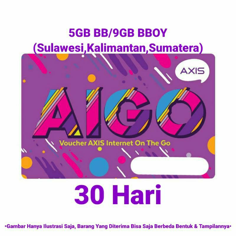 Voucher Fisik Paket Data/Kouta Axis Boy SKS 5GB BB/9GB BBOY, 30 Hari (Sumatera,Kalimantan,Sulawesi)