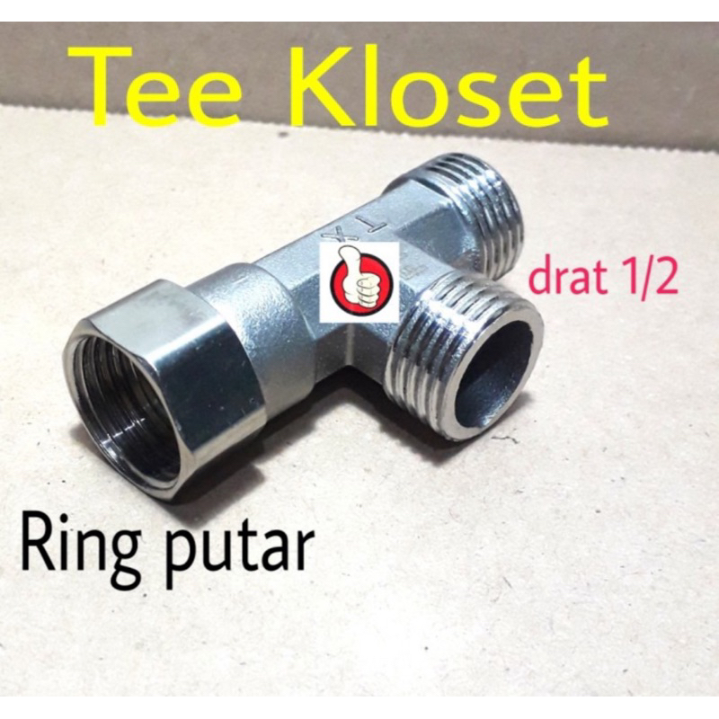 NEPEL T MUR DRAT HIDUP CLOSET Kran Closet T Shower Drat Mur Tee Shower Drat Luar Dalam 1/2 Inch Stainless T Shower Toilet Drat Luar Dalam Ukuran 1/2 Nepel T kuningan di croom,T closet/T shower toilet/sambungan selang ke closet asli Kuningan tebal T