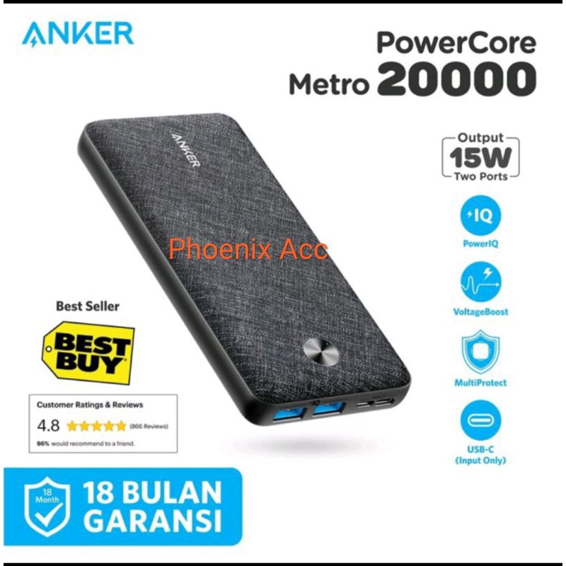 Powerbank Anker Metro 20000 Mah Model A1268