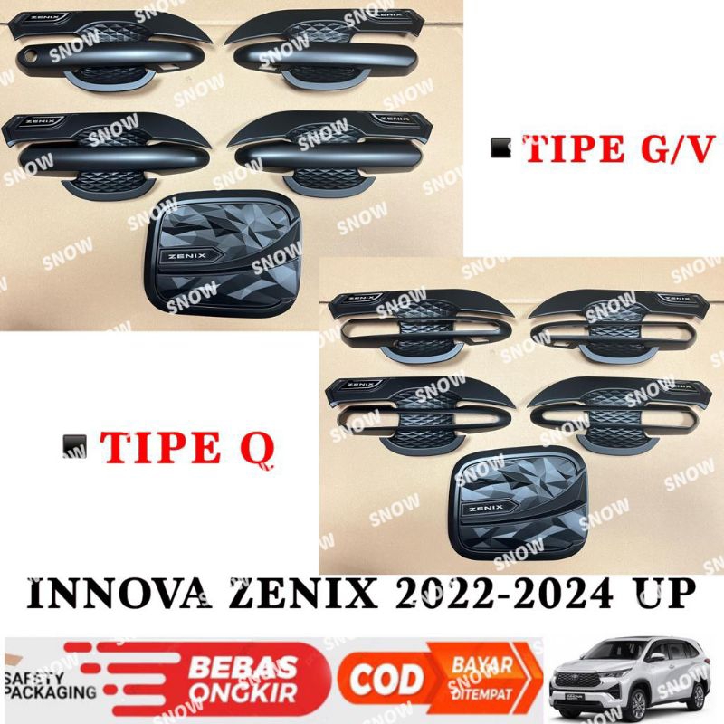 Paket Outer Handle Tank Cover Innova Zenix 2022 2023 2024 Hitam