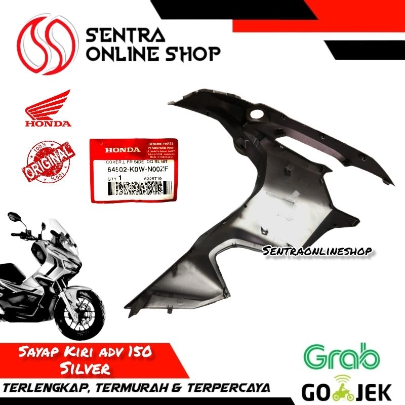 Cover L fr side legshield sayap luar kiri adv 150 silver abu abu metalik original hgp 64301k0wn00zf