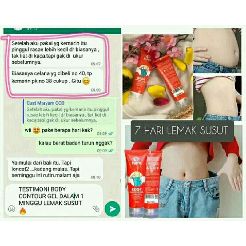 Body contour gel aleya body slimming gel alami BPOM