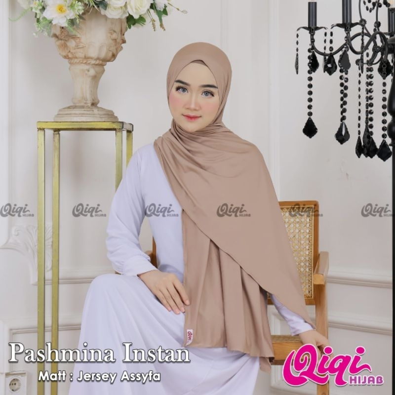 (Qiqi Hijab) PASHMINA INSTAN •pashmina instan jersey premium•pasmina jersey