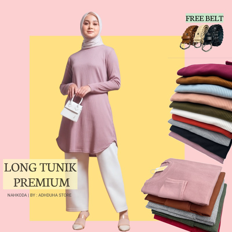 ATASAN WANITA LONG TUNIK PREMIUM UNIQLO WAFFLE