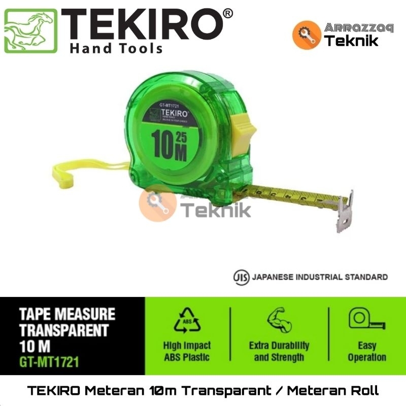 TEKIRO Meteran 10m Transparant / Meteran Tangan / Meteran Roll 10meter