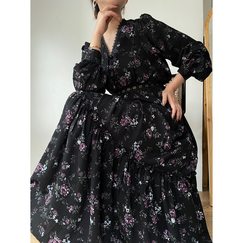 Zéa - Byanca - Dress Korea Motif Bunga Busui Crincle Maxi