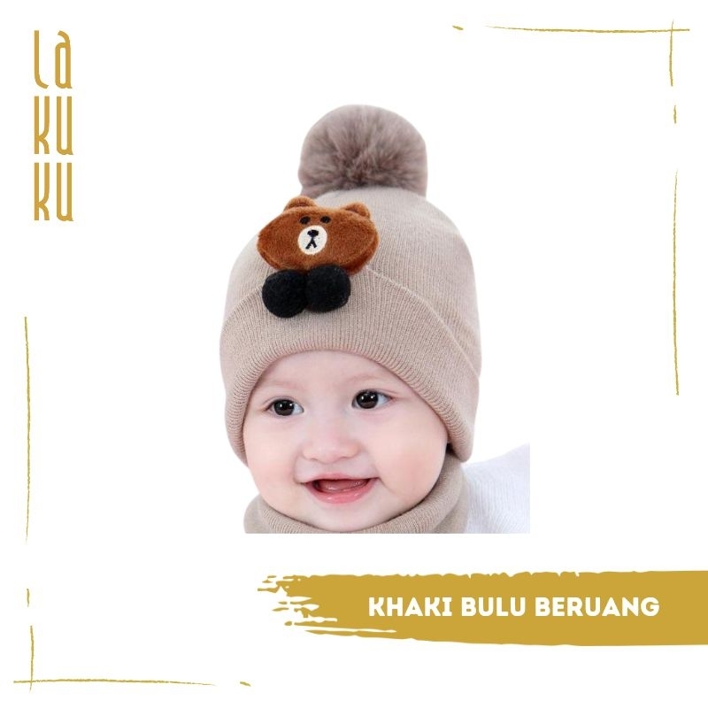 Lakuku - Topi Kupluk Rajut Import Anak Baby Toodler 0-2 tahun Bulu Premium
