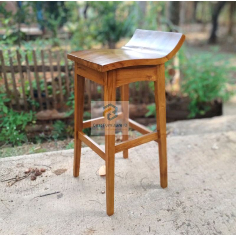 Kursi Bar L - Kursi Bar Cafe Kotak Kayu Jati Minimalis