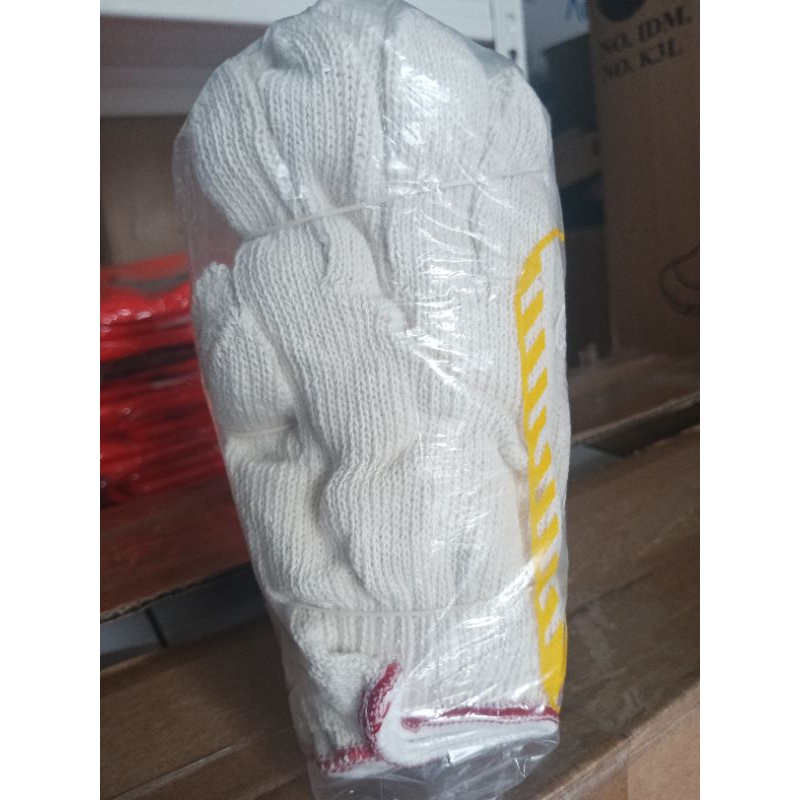 Sarung tangan rajut benang 6 putih tc polos perlusin 12 pasang