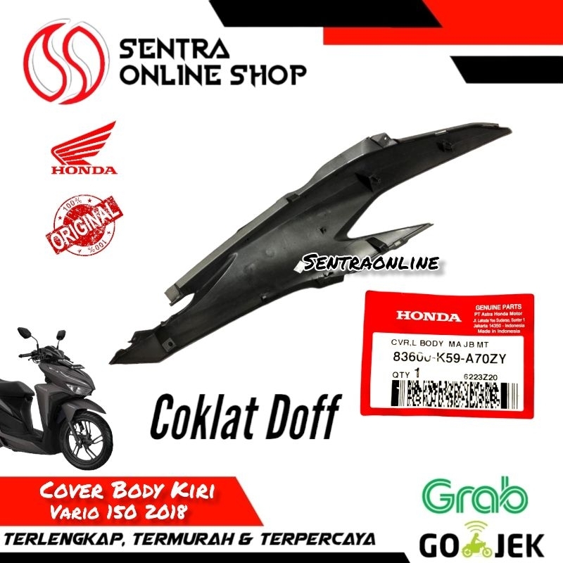 Cover L body bodi vario 150 2018 kiri coklat doff dop original hgp 83600k59a70zy