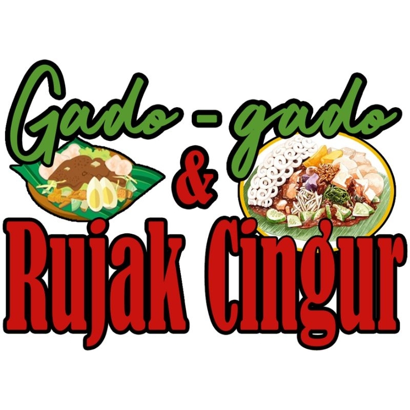 stiker kaca gerobak untuk jualan rujak cingur dan gado - gado