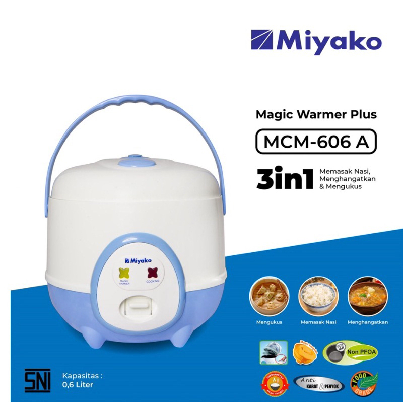 Magic Com / Rice Cooker Mini Kecil Miyako 0,6 Liter MCM 606A / Miyako MCM-606A Rice Cooker / Magic C