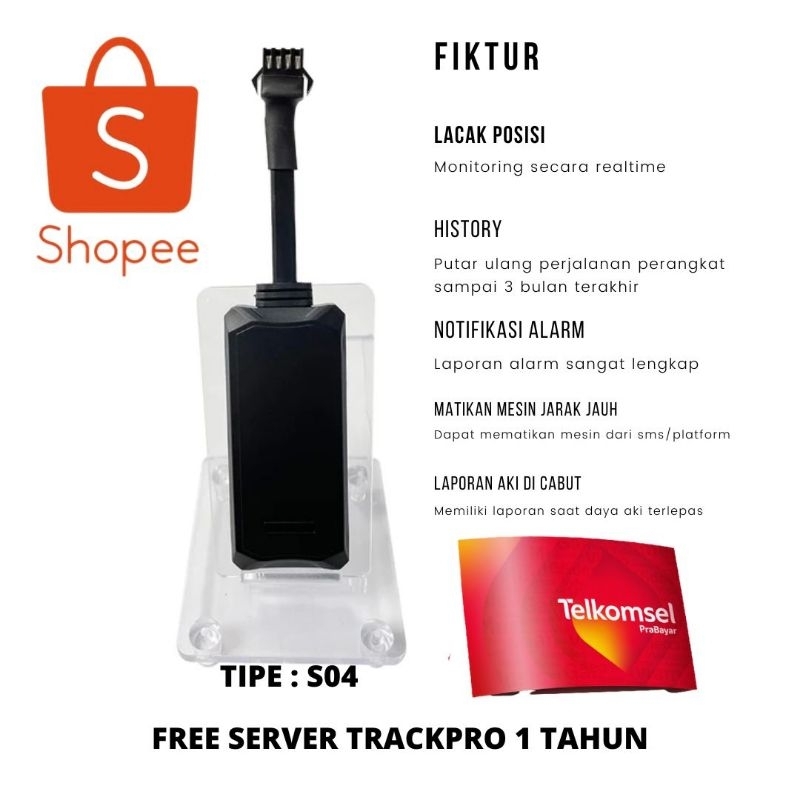 GPS TRACKER S04 FREE SERVER TRACKPRO 1 TAHUN