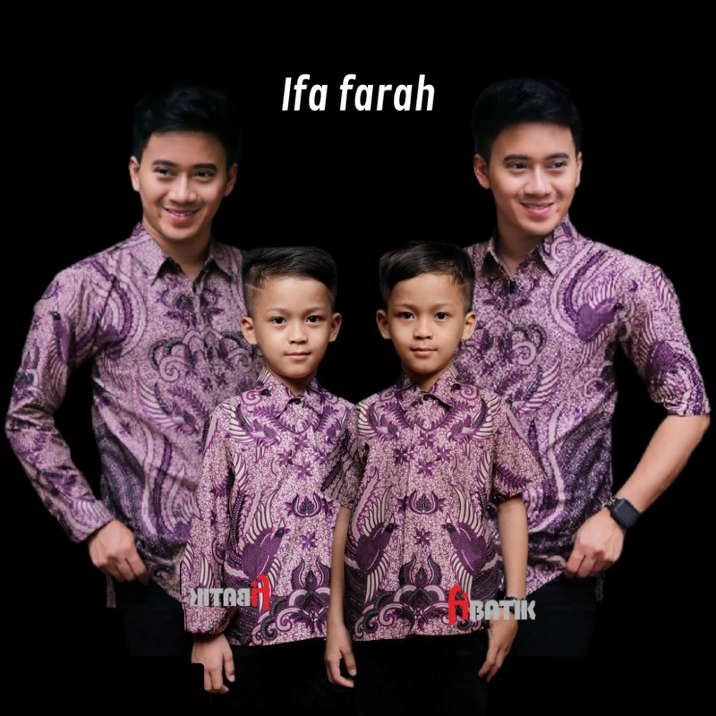 kemeja batik pria m l xl xxl coupel anak motif iromen ungu