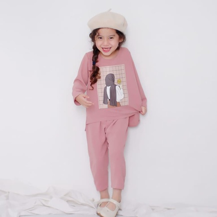 Goldish One Set - Setelan Crinkle anak perempuan Usia 2 tahun - 8 tahun