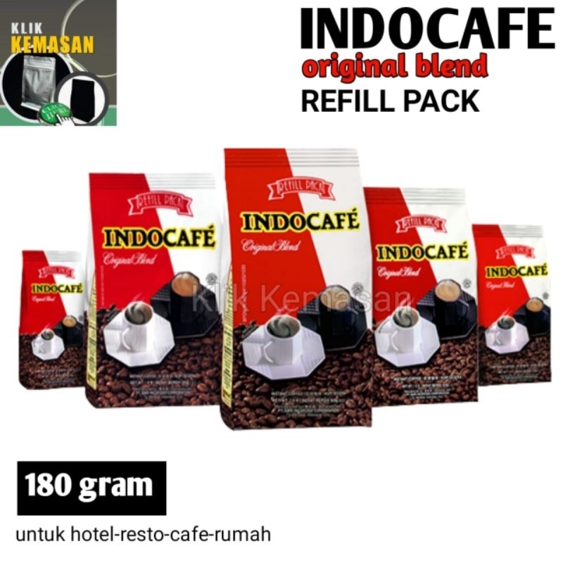 

INDOCAFE kopi hitam premiun ORIGINAL BLEND REFILL (180gr) bubuk instan