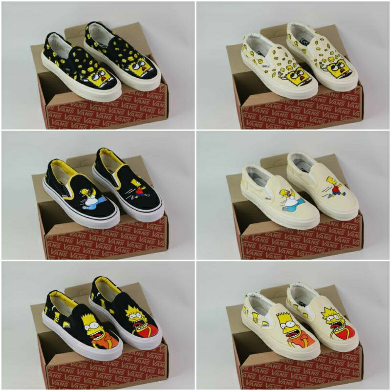 Sepatu Vans Slip On Motif Costum Size 36 - 43 Premium Quality Made In China