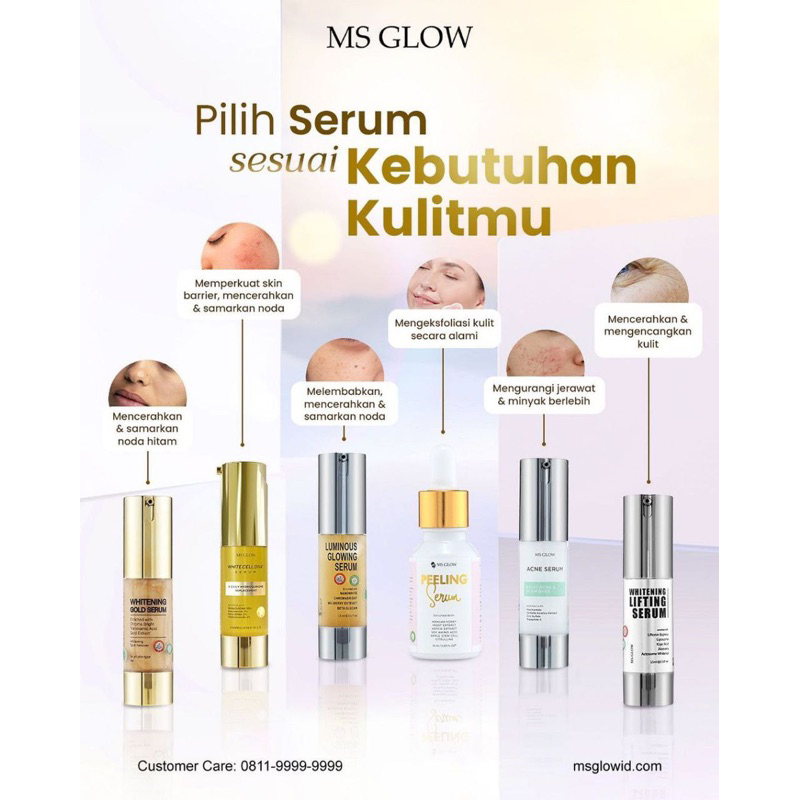 【Official Store】MS GLOW Serum Wajah Msglow | Acne Whitening Gold Lifting Peeling Luminous Whitecell Dna Eye Treatment | Pelembab Pencerah Pemutih Bebas Flek Jerawat Kusam Eksfoliasi Anti Aging