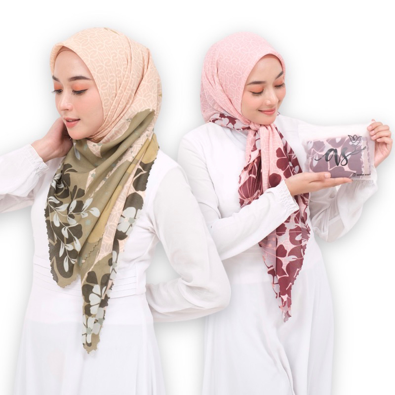 KAIA SERIES HIJAB AVALEE SCARF set square hijab motif kerudung segi empat lasercut premium