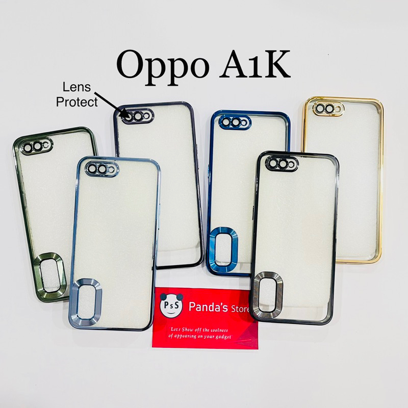 Softcase Oppo A1K Lens Protector Circle Chrome Logo Clear Case