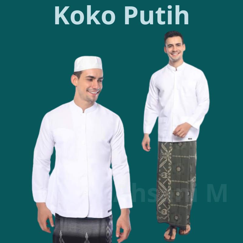 Baju Jas Koko Putih Polos Pria Premium Dewasa Lengan Panjang