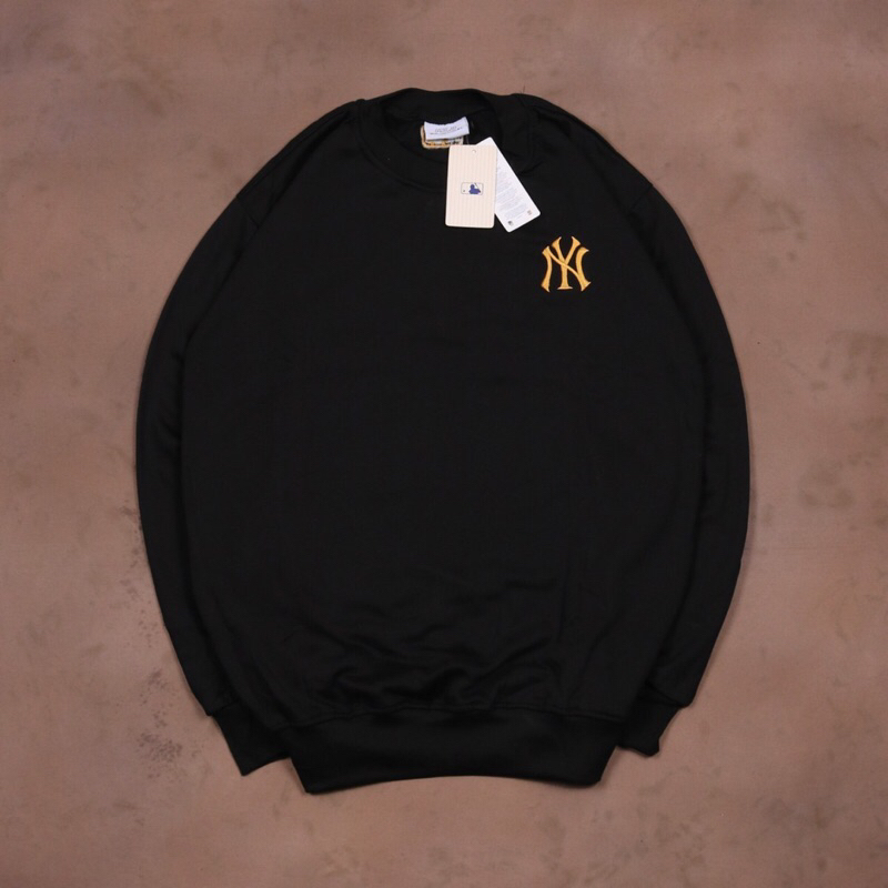 Crewneck Jaket Sweater MLB YANKEES BORDIR Hitam Fulltag & Label