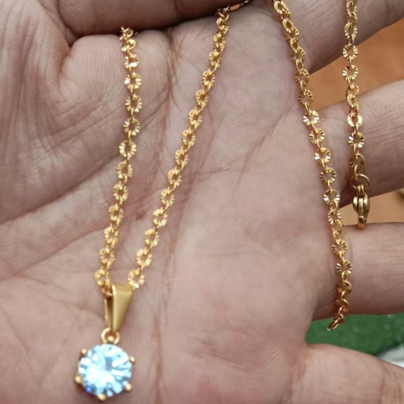 Kalung liontin titanium mata diamond kalung nuri