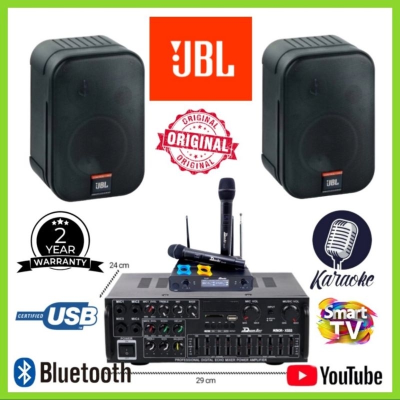 Mini Karaoke Set Speaker JBL CONTROL 1X Ampli Bluetoth 2 Mic Wireless