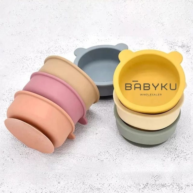 Mangkok bayi silikon suction anti tumpah / Bowl bear suction silicone / Mangkok makan bayi anti tumpah menempel