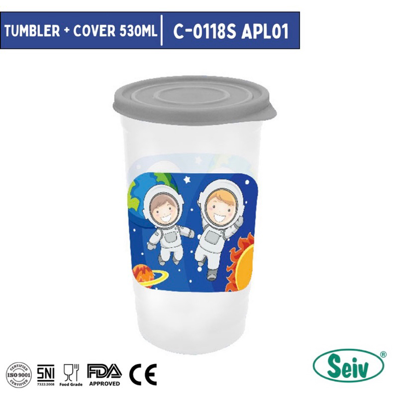 Tempat Minum / Botol Tumbler + Tutup Plastik Karakter Anak ONYX SEIV / Gelas Minum + Tutup