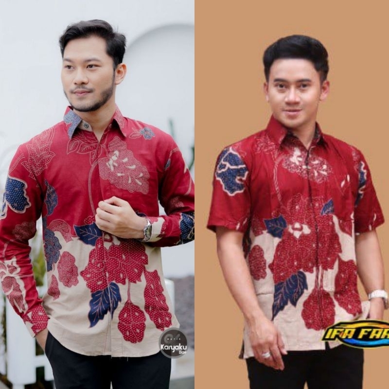 Kemeja pria Kemeja cowok terbaru 2023 batik ria lengan pendek batik pria modern lengan pendek