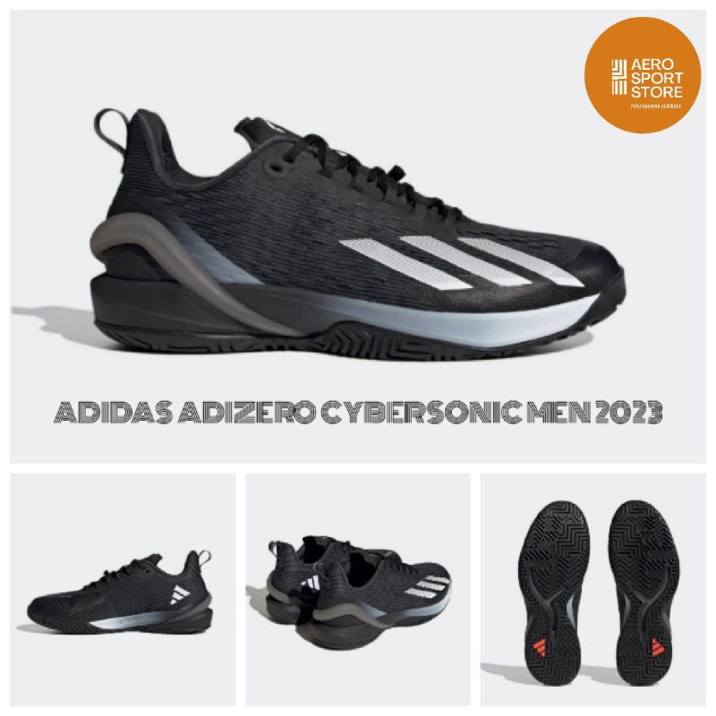 [ SEPATU TENIS LAPANGAN ADIDAS ADIZERO CYBERSONIC MEN 2023 - HITAM ]