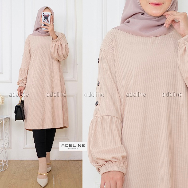 Rimela Tunik - Tunik Kaos Rajut Tulip Tangan Balon / 538-7199