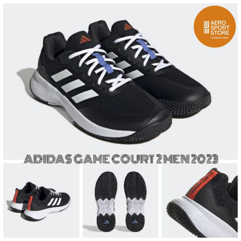 [ SEPATU TENIS LAPANGAN ADIDAS GAME COURT 2 MEN 2023 - HITAM PUTIH ORIGINAL ]