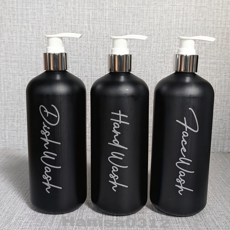 Botol Pump 500ml Hdpe Hitam Doff Pump Lotion Silver Tempat Sabun cair Aesthetic Bottle Minimalist Refill Organizer